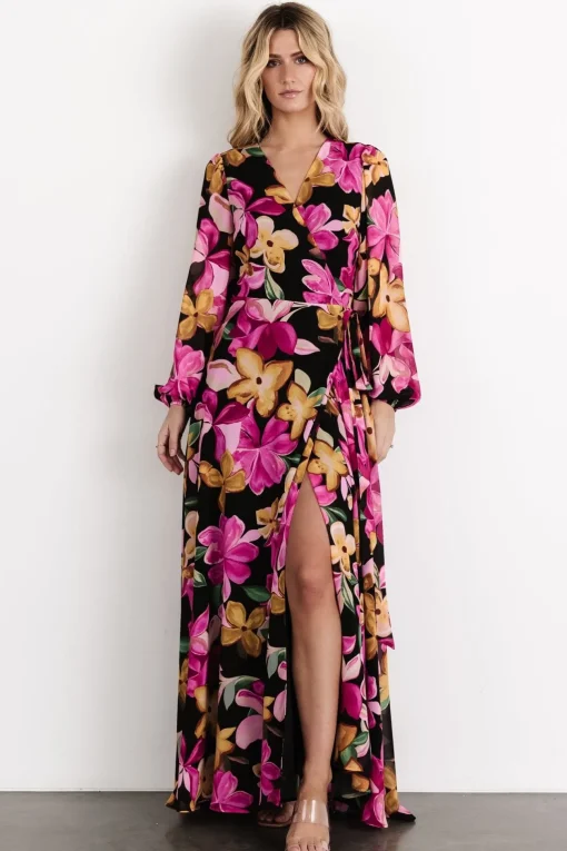 Katinka Wrap Maxi Dress | Black Multi Floral | Baltic Born Cheap