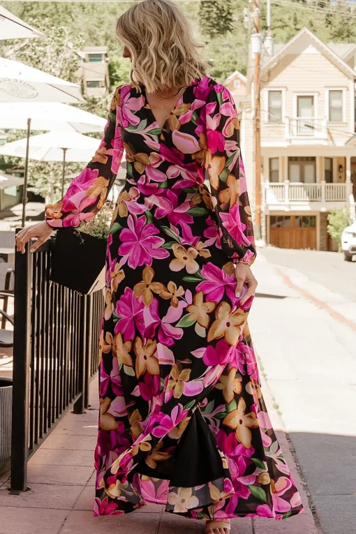Katinka Wrap Maxi Dress | Black Multi Floral | Baltic Born Cheap