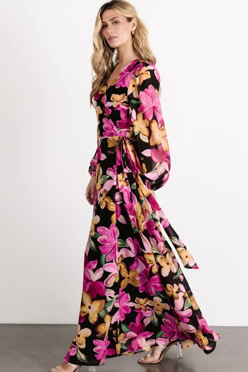 Katinka Wrap Maxi Dress | Black Multi Floral | Baltic Born Cheap