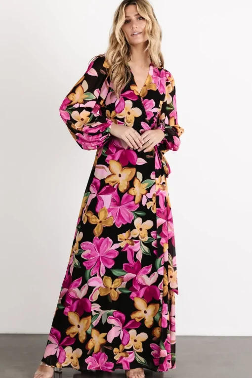 Katinka Wrap Maxi Dress | Black Multi Floral | Baltic Born Cheap