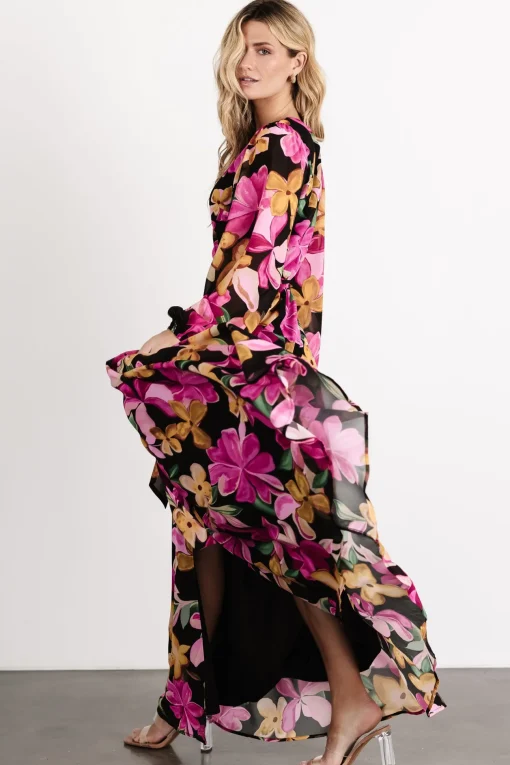 Katinka Wrap Maxi Dress | Black Multi Floral | Baltic Born Cheap