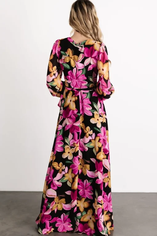 Katinka Wrap Maxi Dress | Black Multi Floral | Baltic Born Cheap