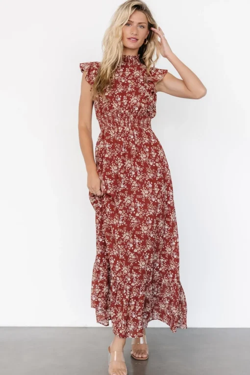 Kearny Ruffle Maxi Dress | Rust Print | Baltic Born Store