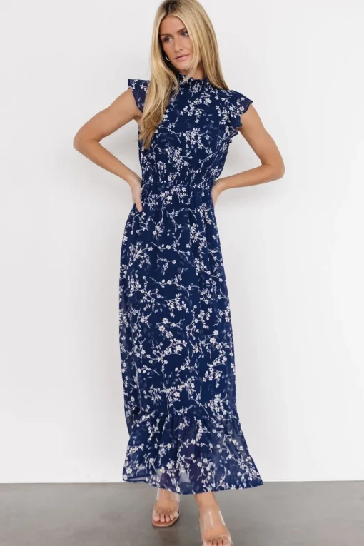 Kearny Ruffle Maxi Dress | Blue Floral | Baltic Born Hot