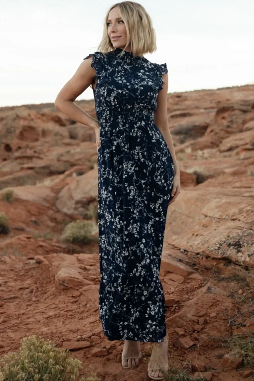 Kearny Ruffle Maxi Dress | Blue Floral | Baltic Born Hot