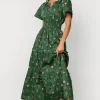 Kiana Poplin Maxi Dress | Green + Pink | Baltic Born Shop