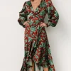 Lavinia Ruffle Maxi Dress | Rust + Green Floral | Baltic Born Flash Sale