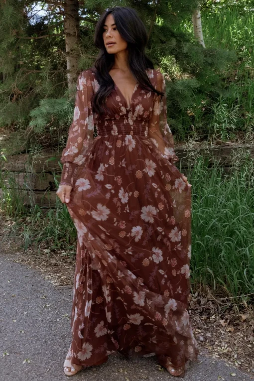 Layla Tulle Maxi Dress | Chestnut Floral | Baltic Born Sale
