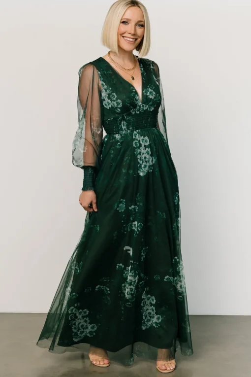 Layla Tulle Maxi Dress | Dark Green Multi | Baltic Born Cheap