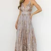 Lucienne Shimmer Maxi Gown | Dusty Lilac + Rose | Baltic Born Hot