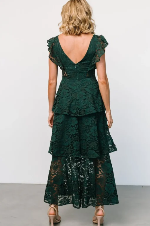 Margot Lace Tiered Maxi Dress | Deep Emerald | Baltic Born Shop