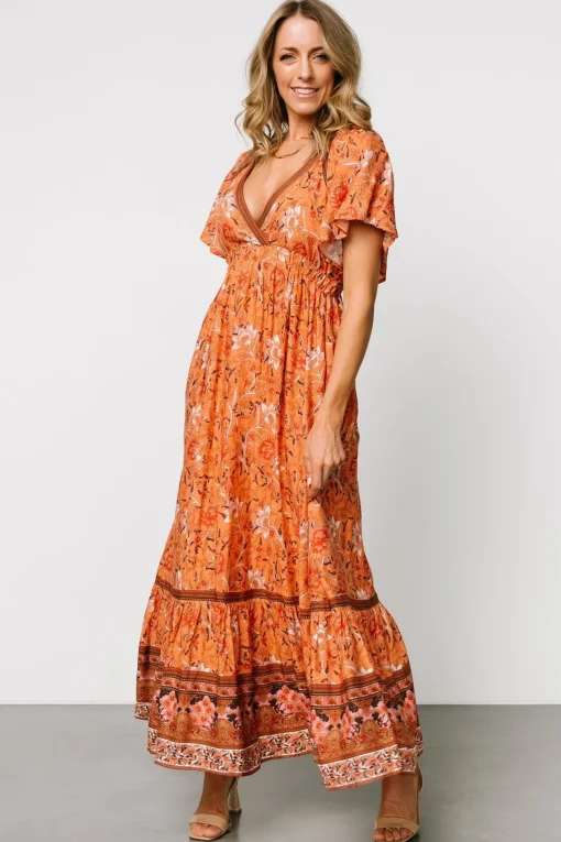 Marietta Maxi Dress | Orange Floral | Baltic Born Hot