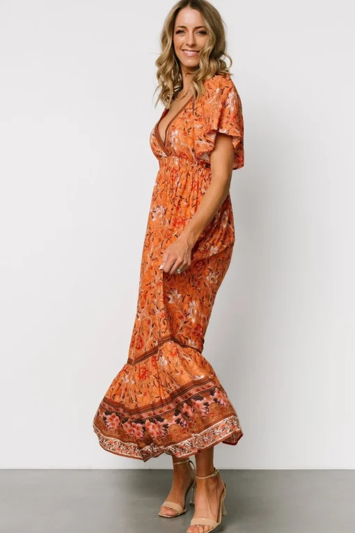 Marietta Maxi Dress | Orange Floral | Baltic Born Hot