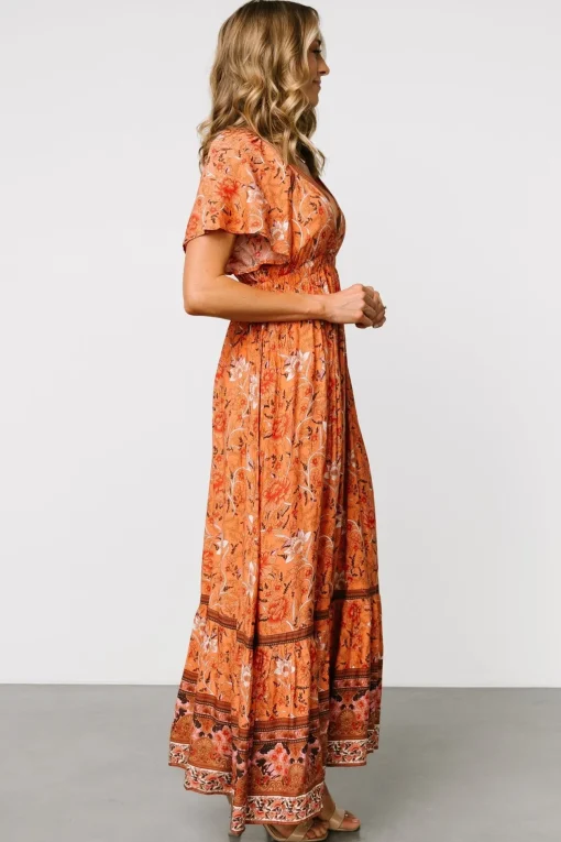 Marietta Maxi Dress | Orange Floral | Baltic Born Hot