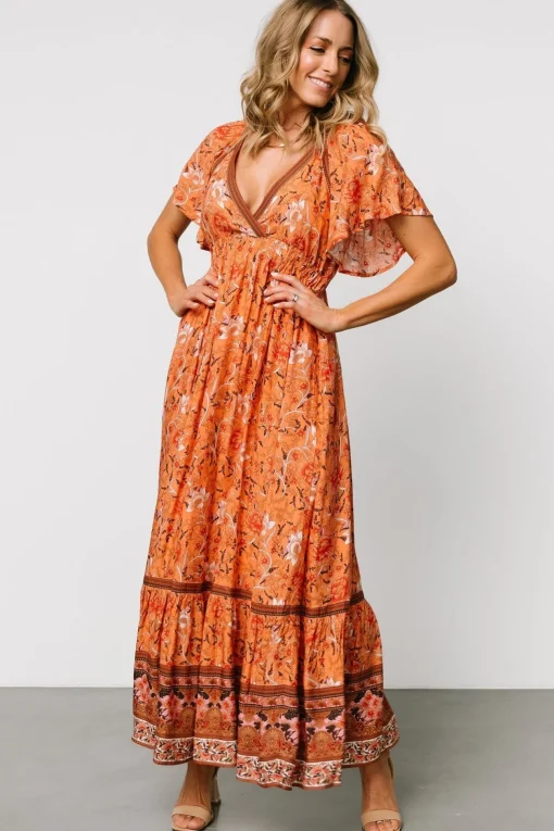 Marietta Maxi Dress | Orange Floral | Baltic Born Hot