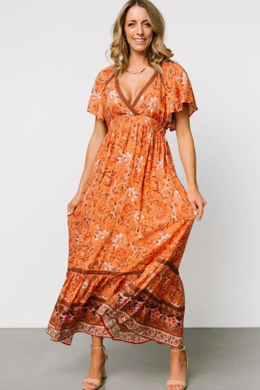 Marietta Maxi Dress | Orange Floral | Baltic Born Hot