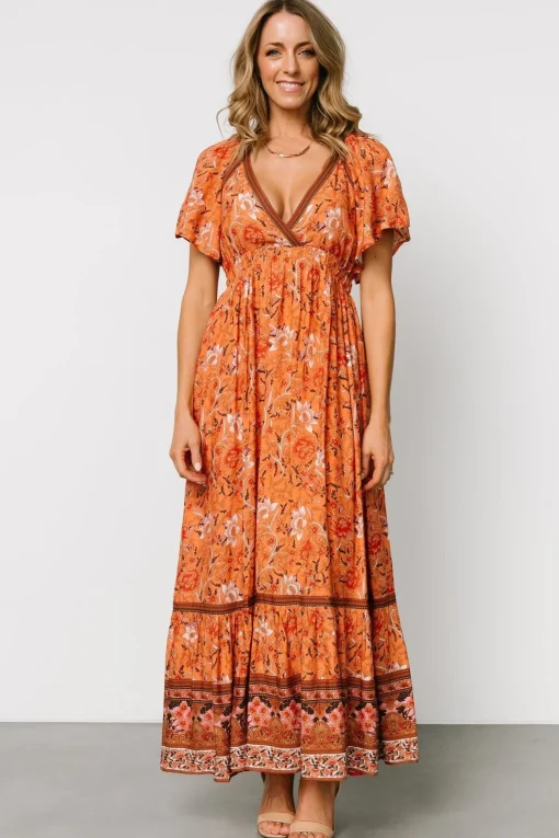 Marietta Maxi Dress | Orange Floral | Baltic Born Hot