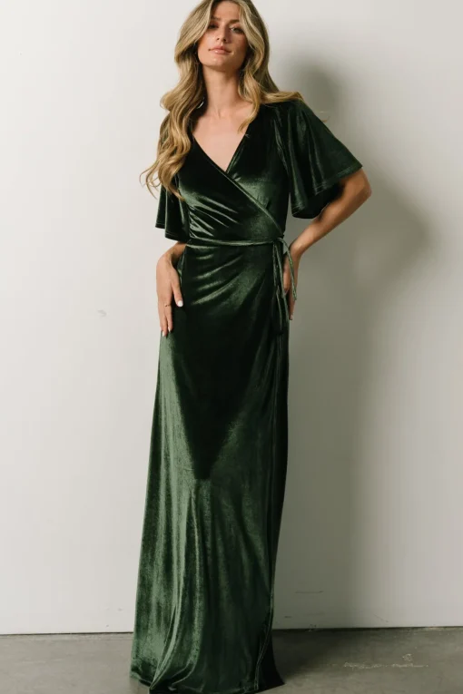 Meghan Velvet Wrap Maxi Dress | Deep Green | Baltic Born Store