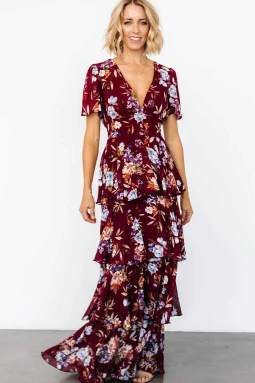 Montaigne Ruffle Maxi Dress | Mulberry Floral | Baltic Born Flash Sale