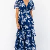 Montaigne Ruffle Maxi Dress | Navy + Blue Floral | Baltic Born Discount