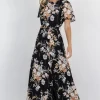 Naomi Short Sleeve Maxi Dress | Black Floral | Baltic Born Clearance