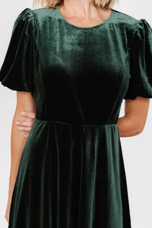 Nita Velvet Midi Dress | Deep Green | Baltic Born Fashion