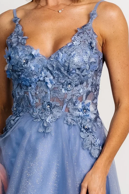 Noelle Shimmer Midi Dress | Slate Blue | Baltic Born Outlet