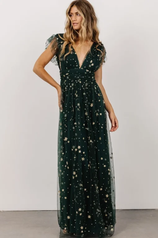 Nova Shimmer Maxi Dress | Green + Gold | Baltic Born Cheap