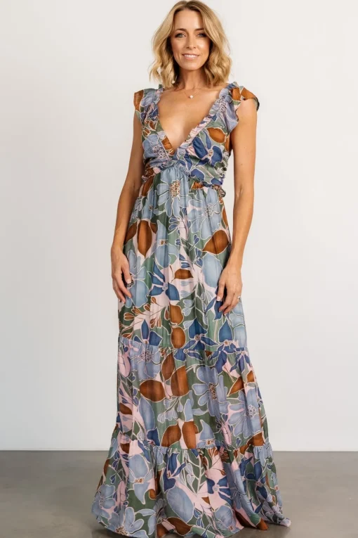 Nylah Back Tie Maxi Dress | Blue Multi | Baltic Born Cheap