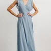 Saya Wrap Maxi Dress | Dusty Blue | Baltic Born Hot