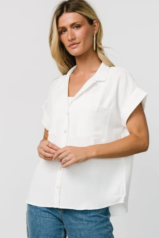 Shaylee Button Up Top | Off White | Baltic Born Online