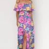 Talia Off Shoulder Maxi Dress | Purple Floral | Baltic Born Best Sale