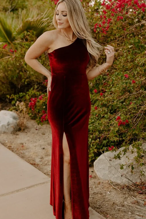 Tatiana Velvet One Shoulder Maxi Dress | | Baltic Born Shop
