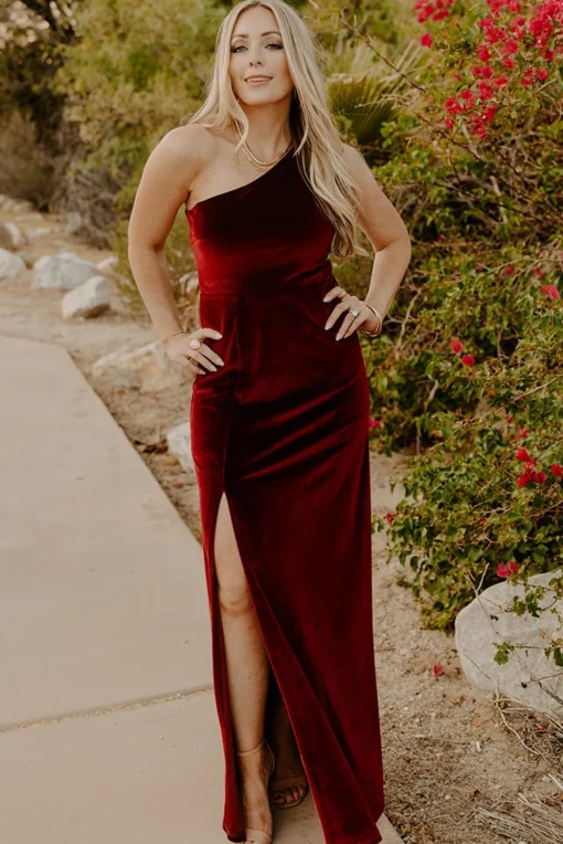 Tatiana Velvet One Shoulder Maxi Dress | | Baltic Born Shop