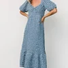 Therese Textured Dress | Denim Blue | Baltic Born Online