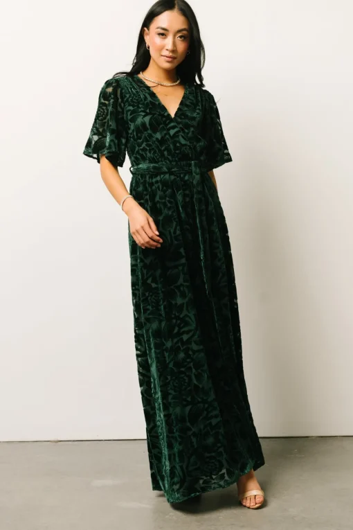 Uma Velvet Maxi Dress | Dark Green | Baltic Born Discount