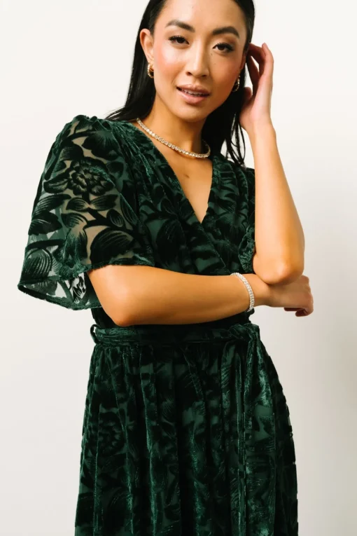 Uma Velvet Maxi Dress | Dark Green | Baltic Born Discount