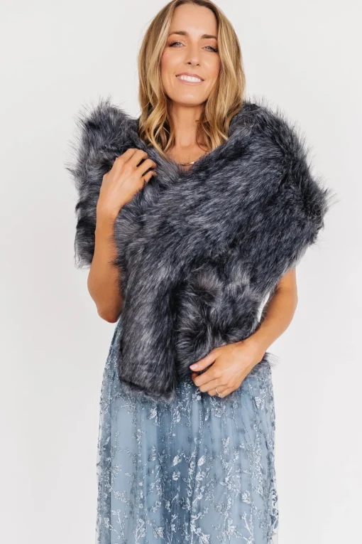 Valerie Faux Fur Shawl | Dark Gray | Baltic Born Best