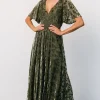 Veronica Velvet Maxi Dress | Dark Sage | Baltic Born New