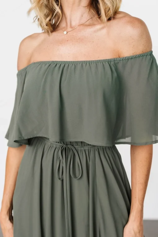 Victoria Off Shoulder Maxi Dress | Dark Sage | Baltic Born Cheap