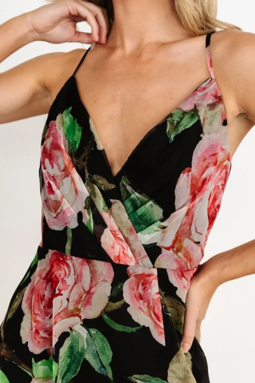 Vivienne Maxi Dress | Black Rose Floral | Baltic Born Outlet