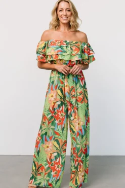 Zanzibar Off Shoulder Jumpsuit | Green Multi | Baltic Born Shop