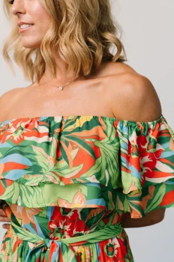 Zanzibar Off Shoulder Jumpsuit | Green Multi | Baltic Born Shop