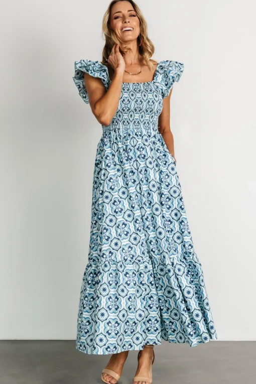 Zoey Smocked Maxi Dress | Blue Print | Baltic Born Best Sale